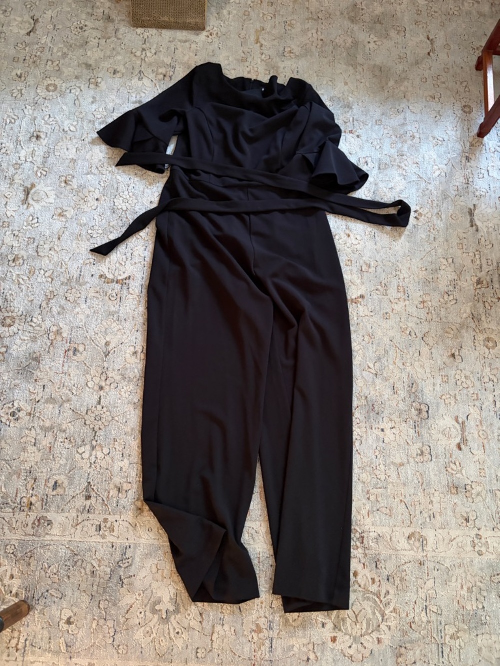 DKNY Black Wide-Leg Jumpsuit with Waist Tie